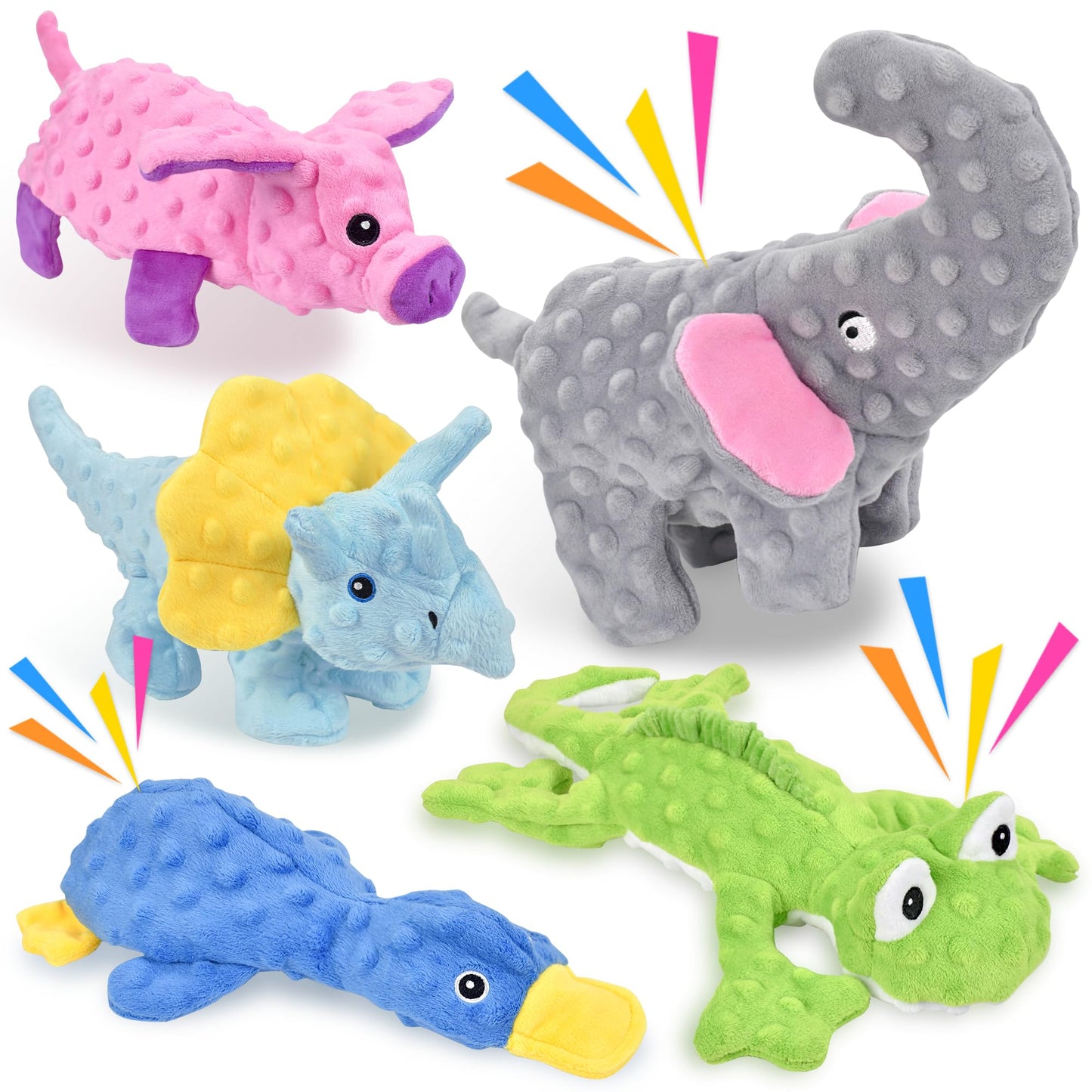 LECHONG No Stuffing Dog Toys for Aggressive Chewers, Squeaky Dog Toys
