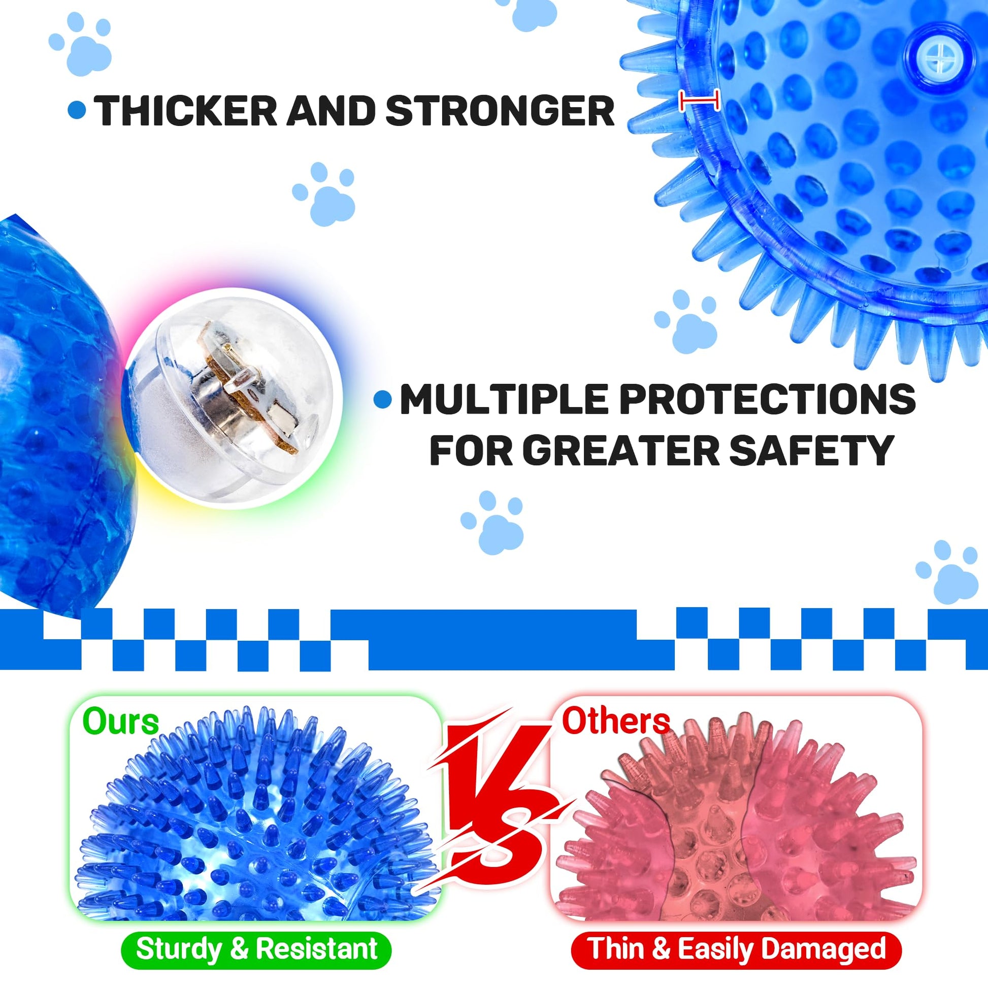 Ousiya 4 Pack 4.5" Up Squeaky Dog Balls, Spiky Dog Toy Balls