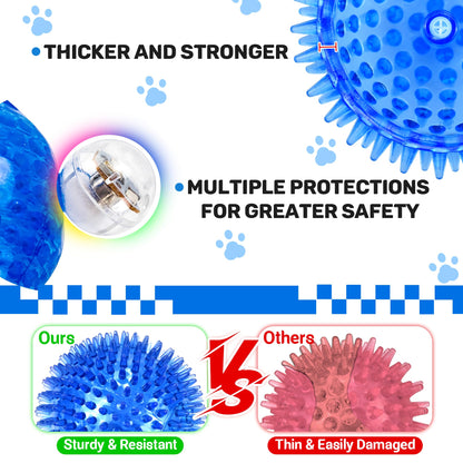 Ousiya 4 Pack 4.5" Up Squeaky Dog Balls, Spiky Dog Toy Balls