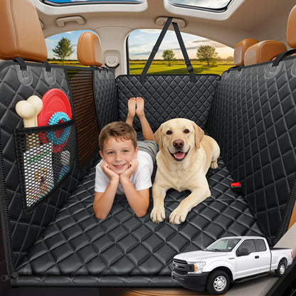 URPOWER Large Back Seat Extender for Dogs, Hard Bottom Dog Car Seat