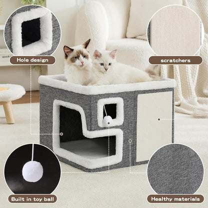 Crispedia Cat Houses for Indoor Cats, Covered Cave Bed with Bed