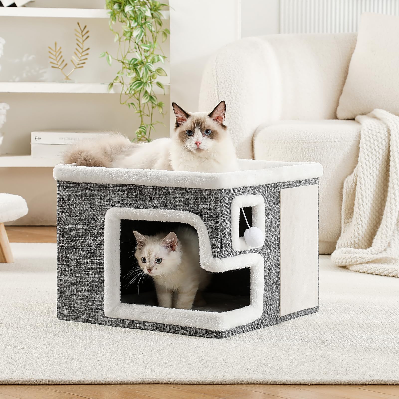 Crispedia Cat Houses for Indoor Cats, Covered Cave Bed with Bed
