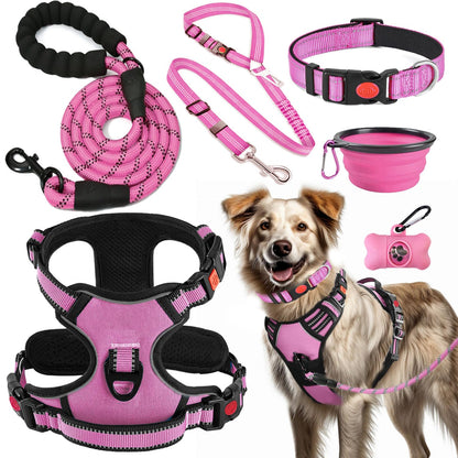 LOBEVE No Pull Dog Harness, Collar Leash Set, Includes Dog Seat Collar