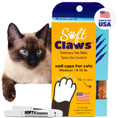 Soft Claws Cat Nail Caps for Medium Cats (40 Caps, Sparkle) Made