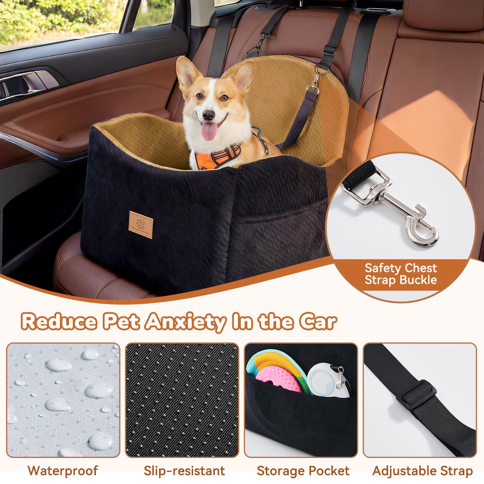 Dog Car Seat for Medium/Small Dogs, Dog Booster Car Seat, Pet Seat