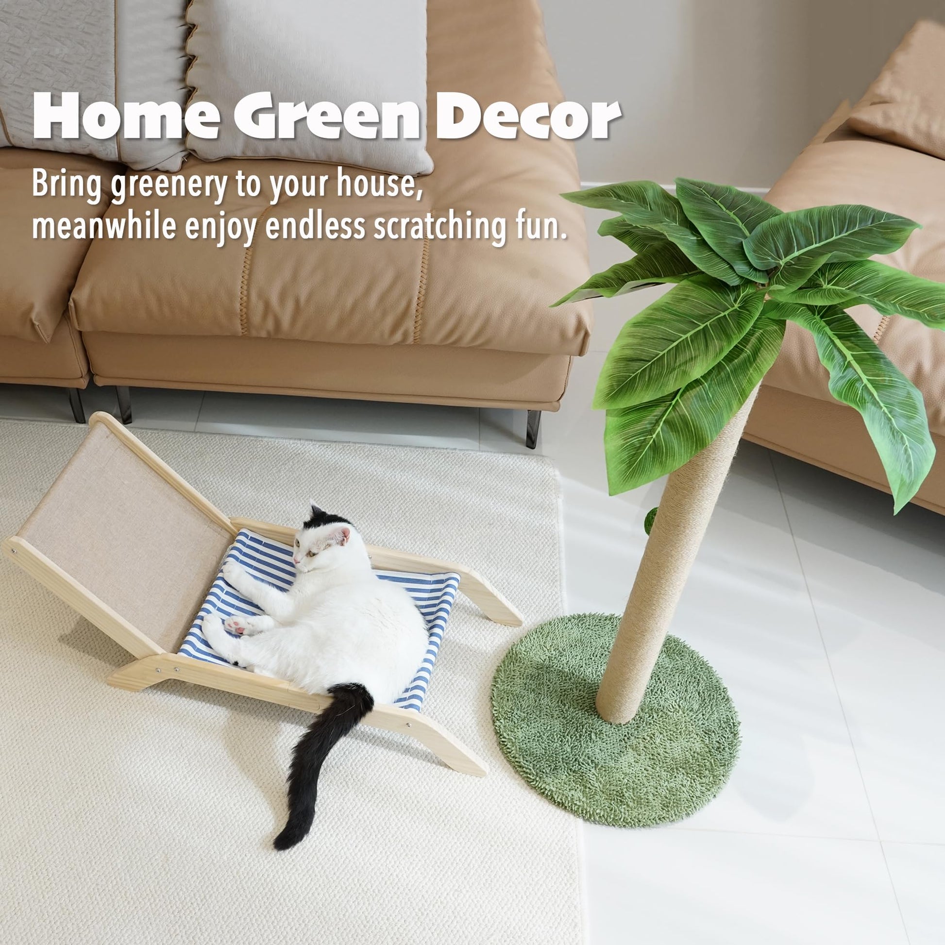 PETKARAY Cat Scratching Post, 36" Tall Palm Tree Cat Scratching Ball