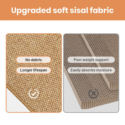 Ordora Large Cat Scratcher Mat: Upgrade Soft Sisal Horizontal Pad