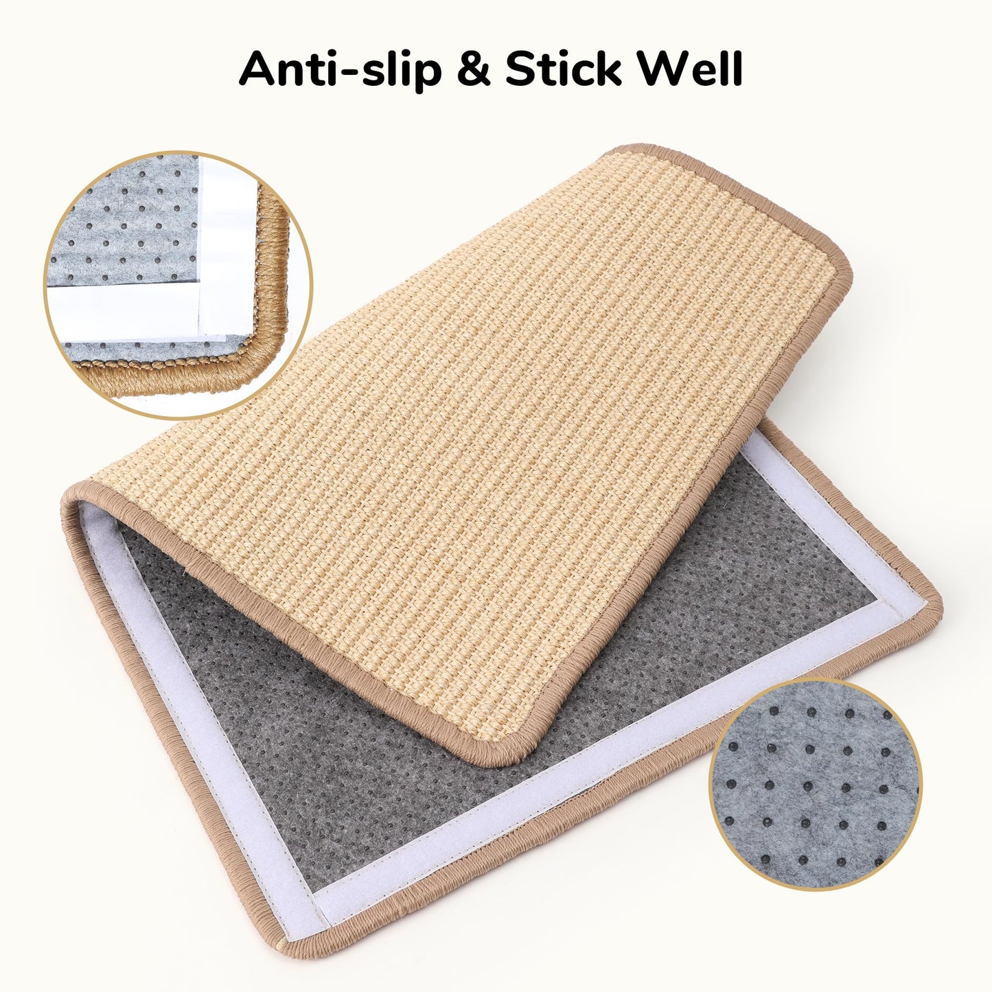 FUKUMARU 2 Packs Cat Scratching Mat, Natural Sisal Cat Scratch Pad
