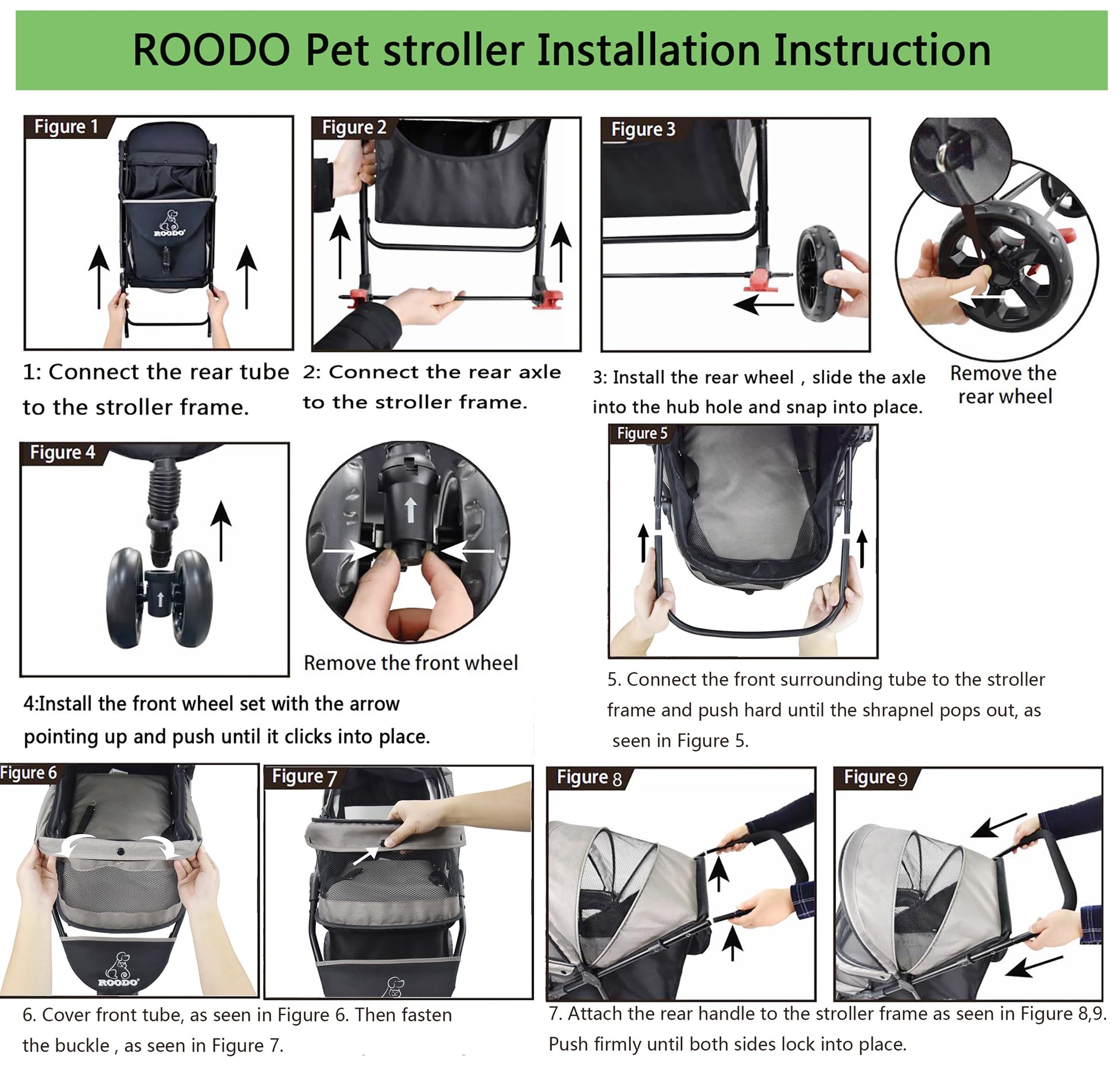ROODO 3 Wheel Dog Pet Cat Stroller Best Lightweight Foldable Stroller