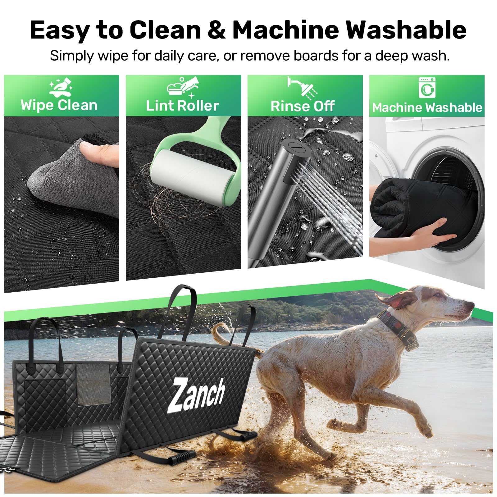 Zanch Heavy-Duty Dog Car Seat Cover, Flat Solid Back Seat Seat