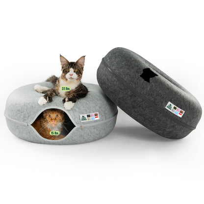 Cattasaurus Peekaboo Cat Cave Duo Jumbo Set, Extra Spacious Cat Bed