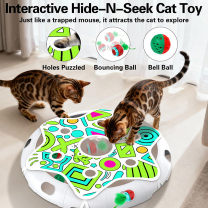 Sofolor Interactive Cat Toy Playset, Hide and Seek Toy with Ball