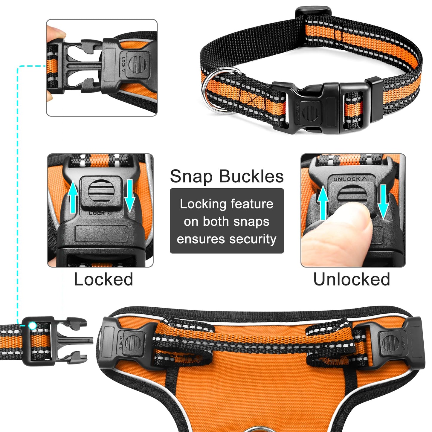 WINSEE Dog Harness No Pull, Pet Harnesses with Dog Collar, Collar