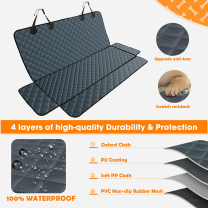 MIXJOY Dog Car Cover for Back Seat Cover Protector Waterproof Dog Seat