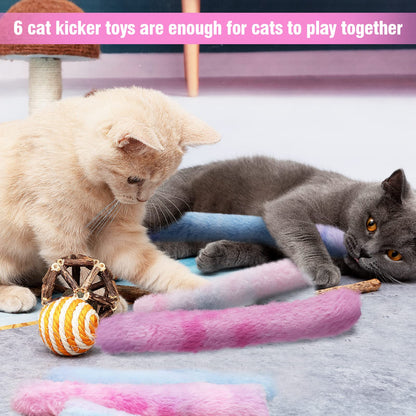 MEWTOGO 6Pcs Cat Kicker Toys with Sound Paper- Kitty Kick Sticks Toys