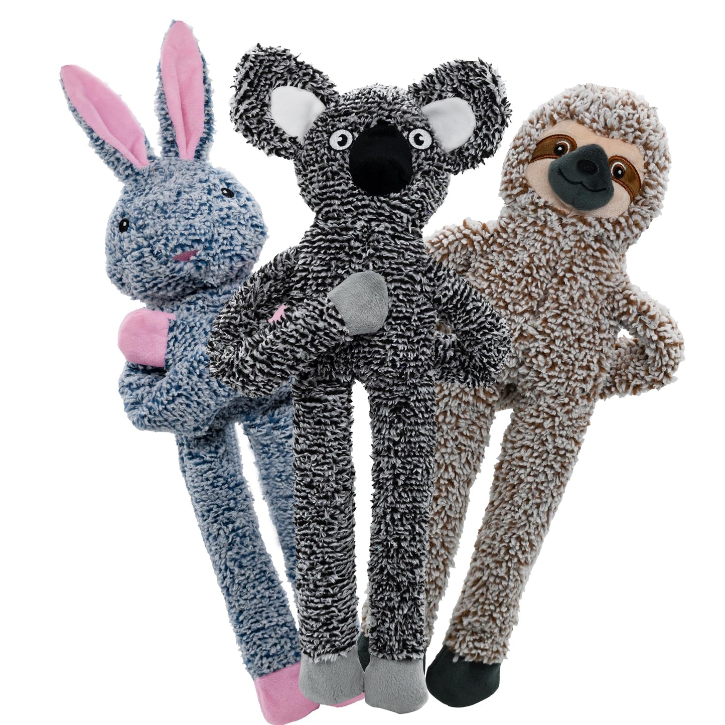 3pack No Stuffing Dog Toys for Large Dogs, Plush Teething Toys Plush