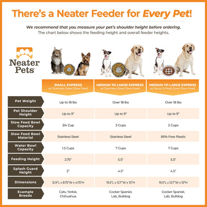 Neater Feeder Express Model w/Slow Feed Bowl Mess-Proof Dog Bowls Bowl