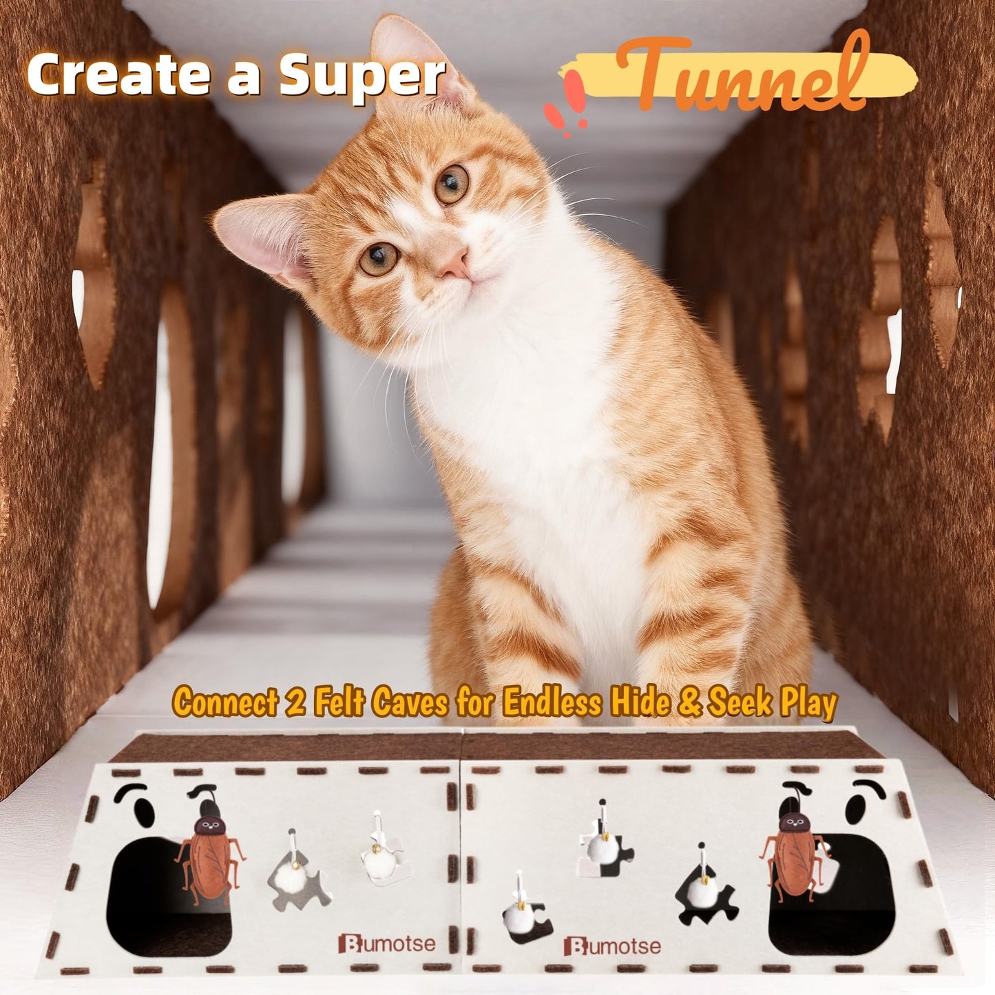 BUMOTSE Felt Cat Cave House for Indoor Cats with Catnip Toy