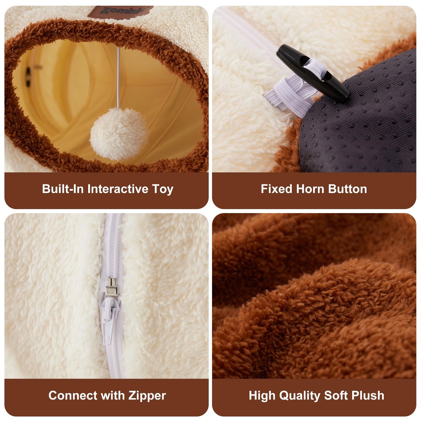 ZOMISIA Cat Tunnel Bed for Indoor Cats, Cute Cat Donut Toy Tunnel