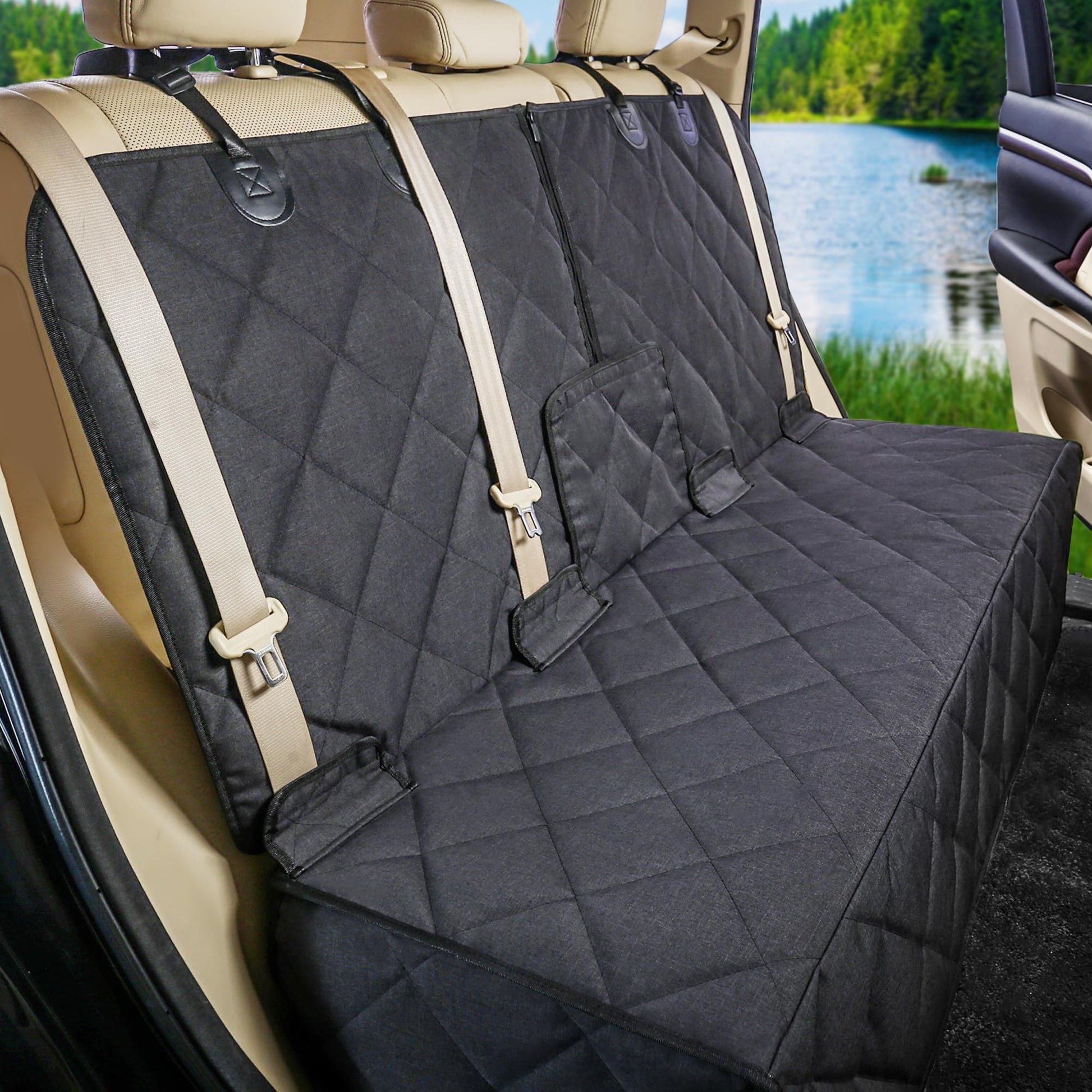 petalage Bench Dog Car Seat Cover for Back Seat Waterproof Seat Seat