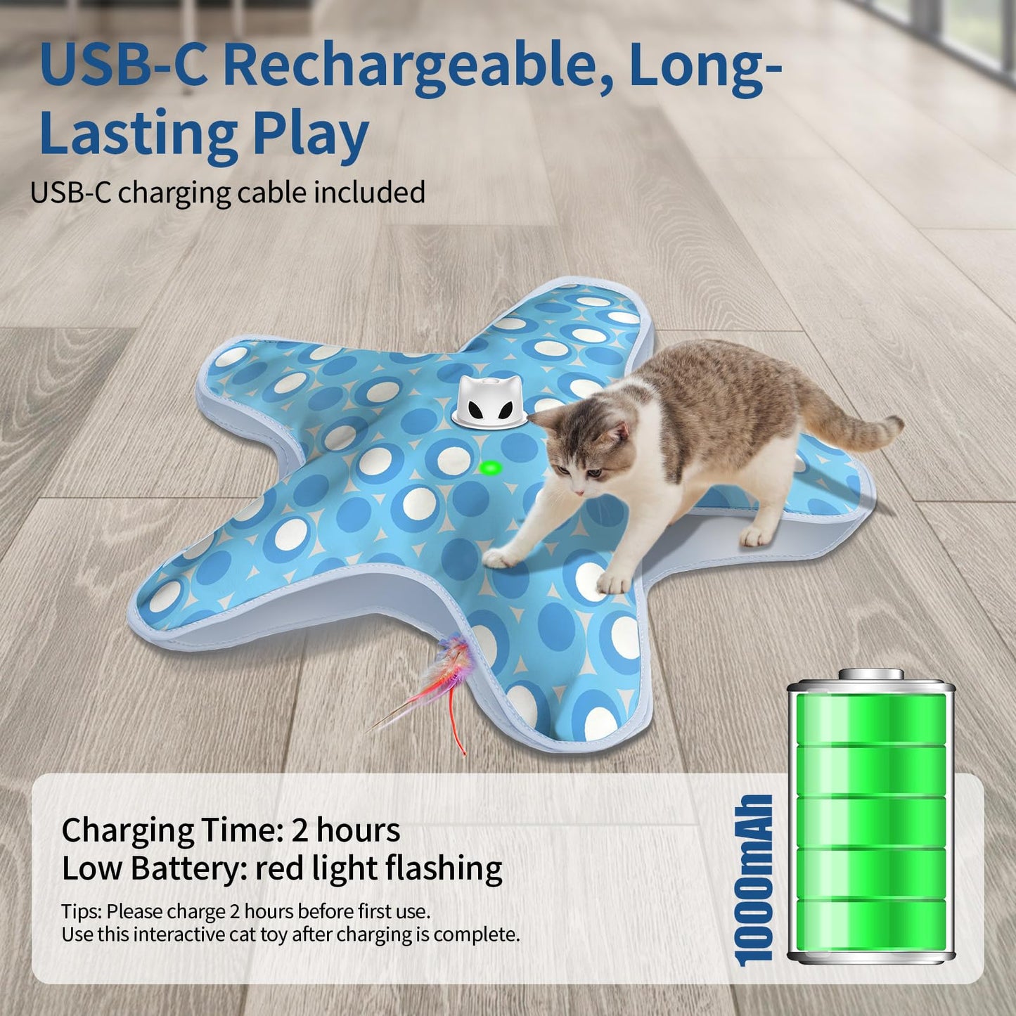 Rechargeable Interactive Cat Toys, Automatic Cat Toy for Indoor Toys