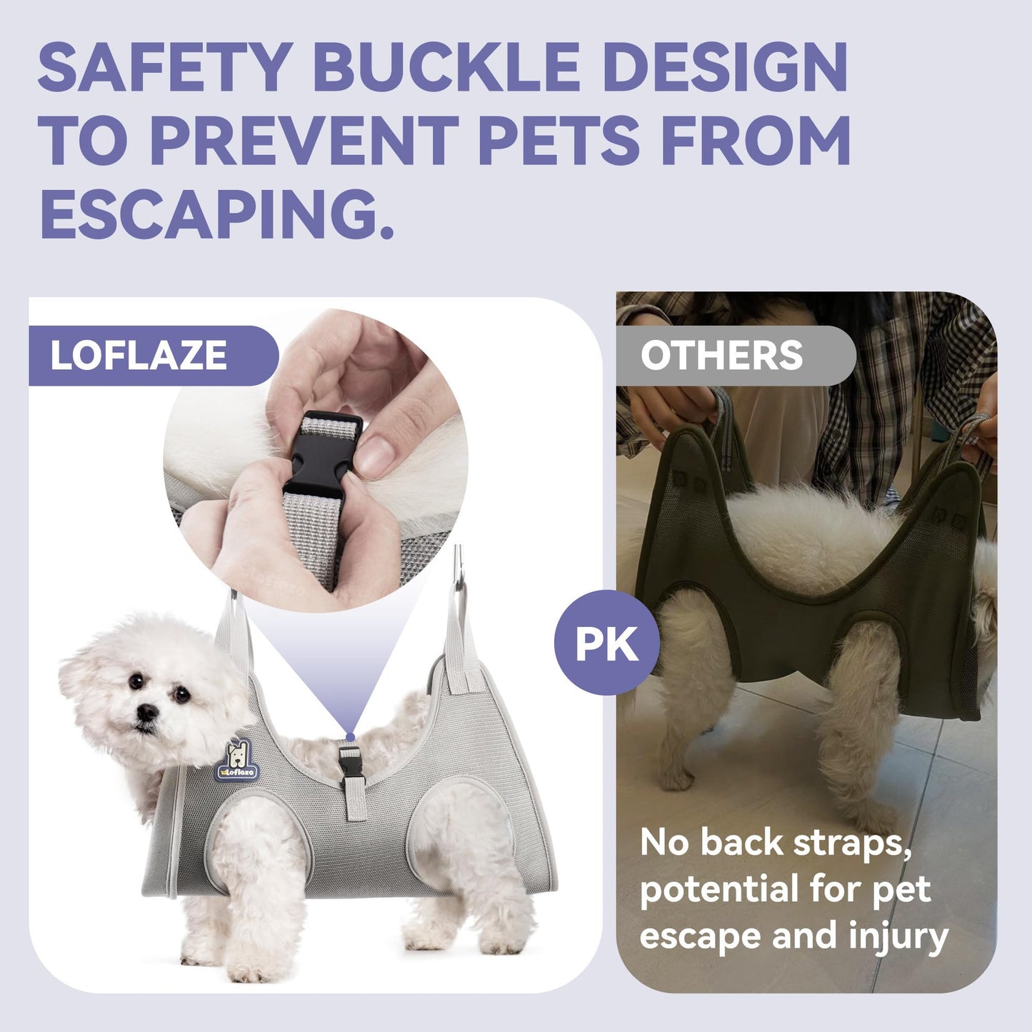 Loflaze Dog Grooming Hammock Harness for Dogs Cats with Pet Nail Bag