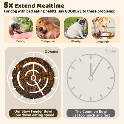 Elevated Slow Feeder Dog Bowl Large Breed, Ceramic Slow Eating Bowl