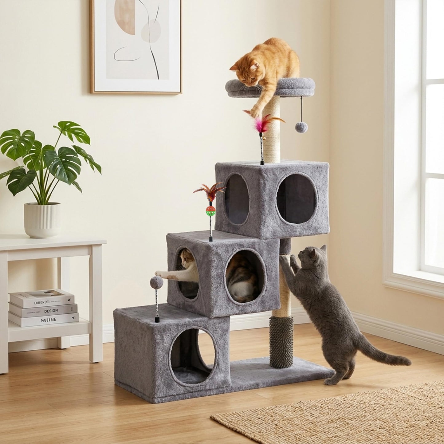 Cat Tree Tower for Indoor Cats, Cat Tree with 3 Spacious Cat Tower