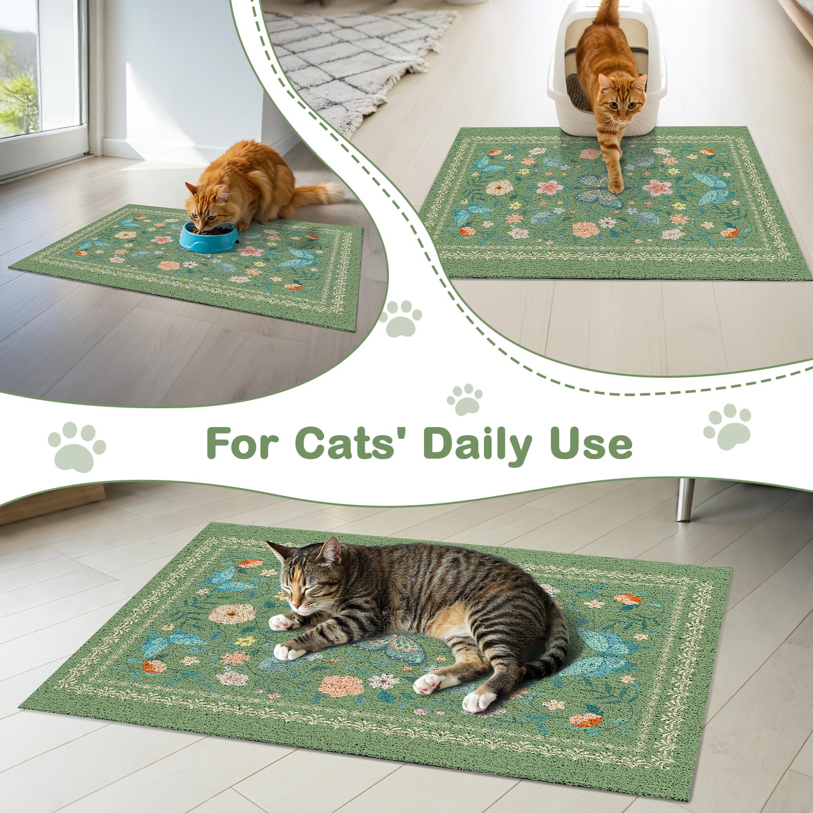 Unicorn Catcher Cat Litter Mat Non-Slip Bottom Litter Box Mat
