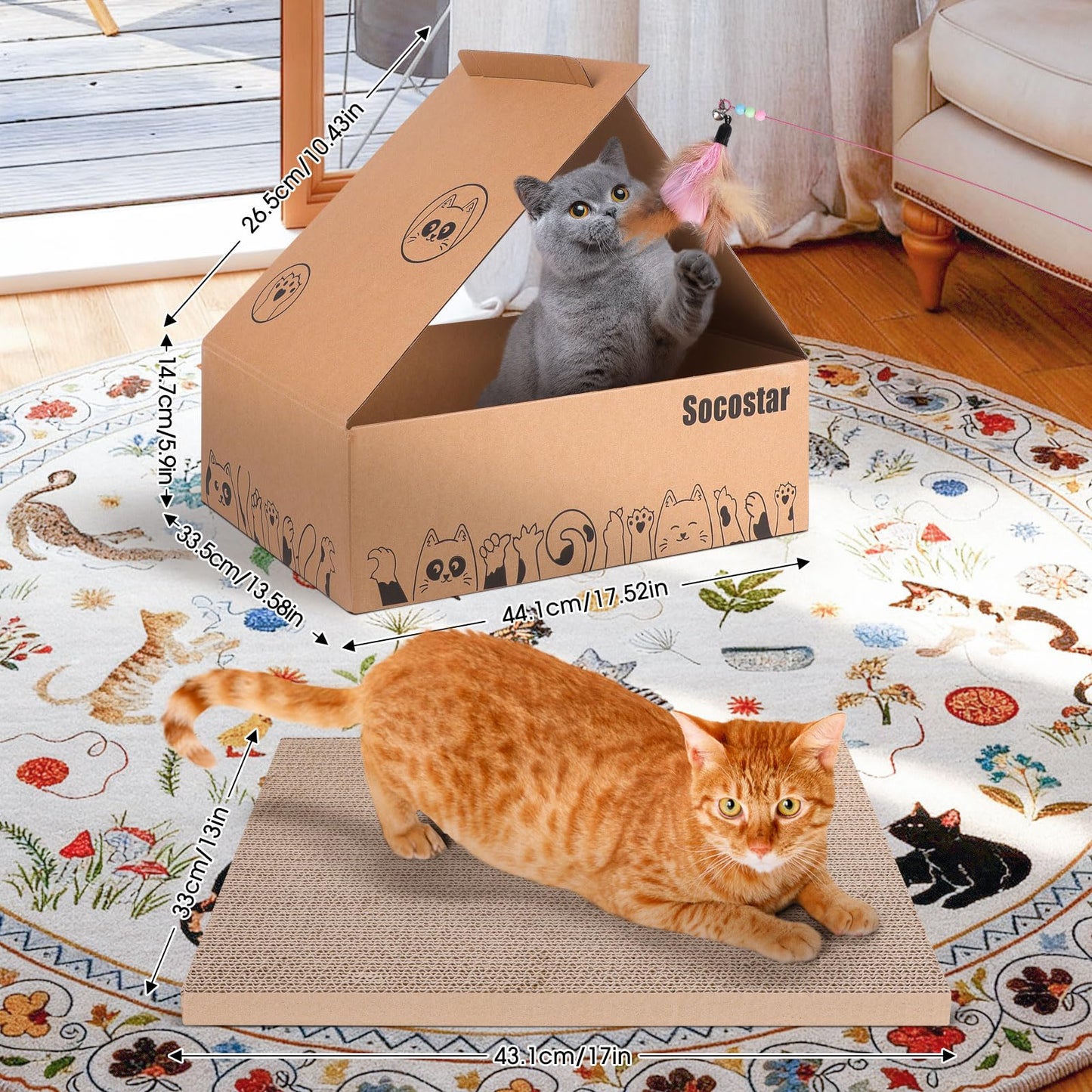 27.6'' Cardboard Cat Scratcher Bed Extra Large Scratching Couch Wand