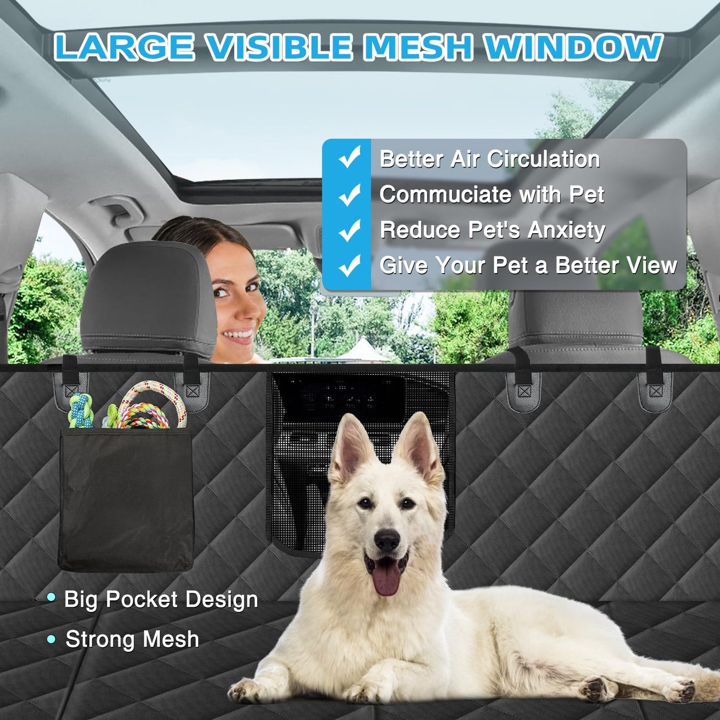 Kytely Back Seat Extender for Dogs,Hard Bottom Dog Car Seat Cover
