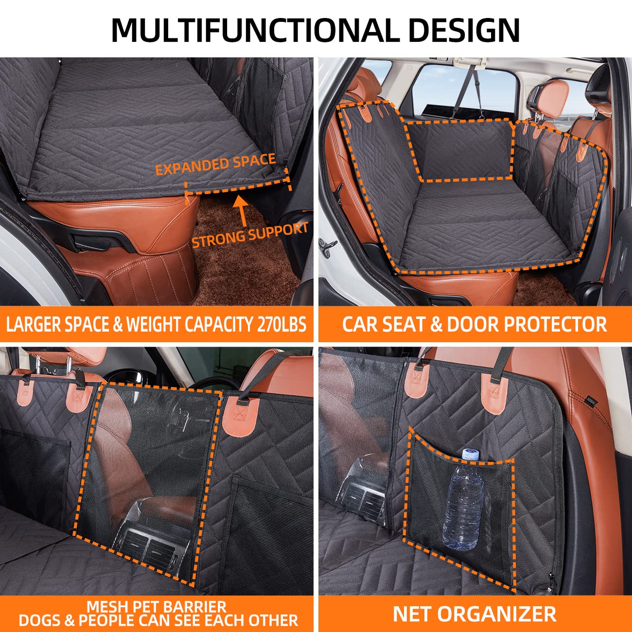 YJGF Back Seat Extender,Dog Seat Cover for Back Seat,Hard Bottom Seat