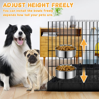 Stainless Steel Dog Bowls, ShineMe No Spill Dog Crate Water and Feeder