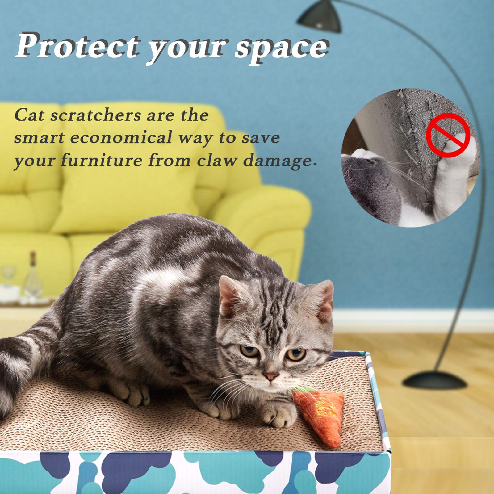 PEEKAB Cat Scratcher Cardboard Reversible Scratching Board Kitty Pad