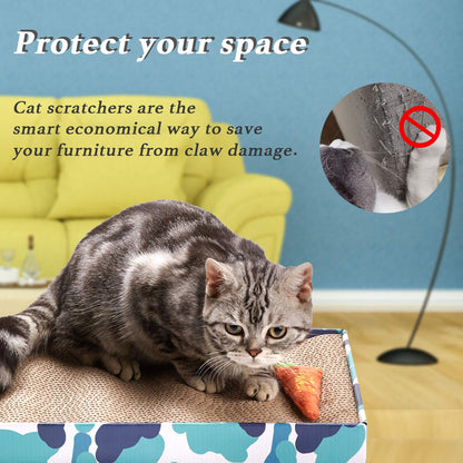 PEEKAB Cat Scratcher Cardboard Reversible Scratching Board Kitty Pad