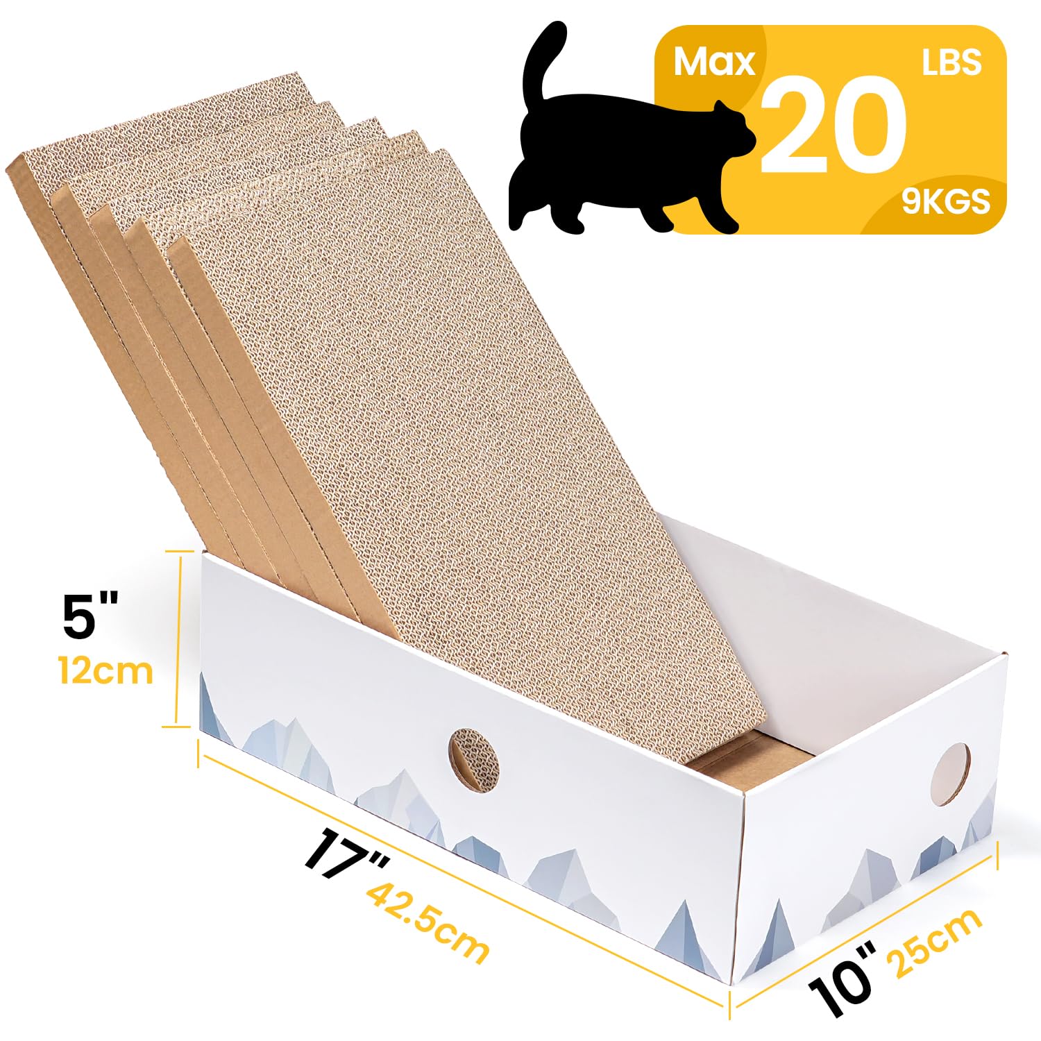 Conlun Cat Scratcher Box with Heavy-Duty Double-Sided Cardboard Pad