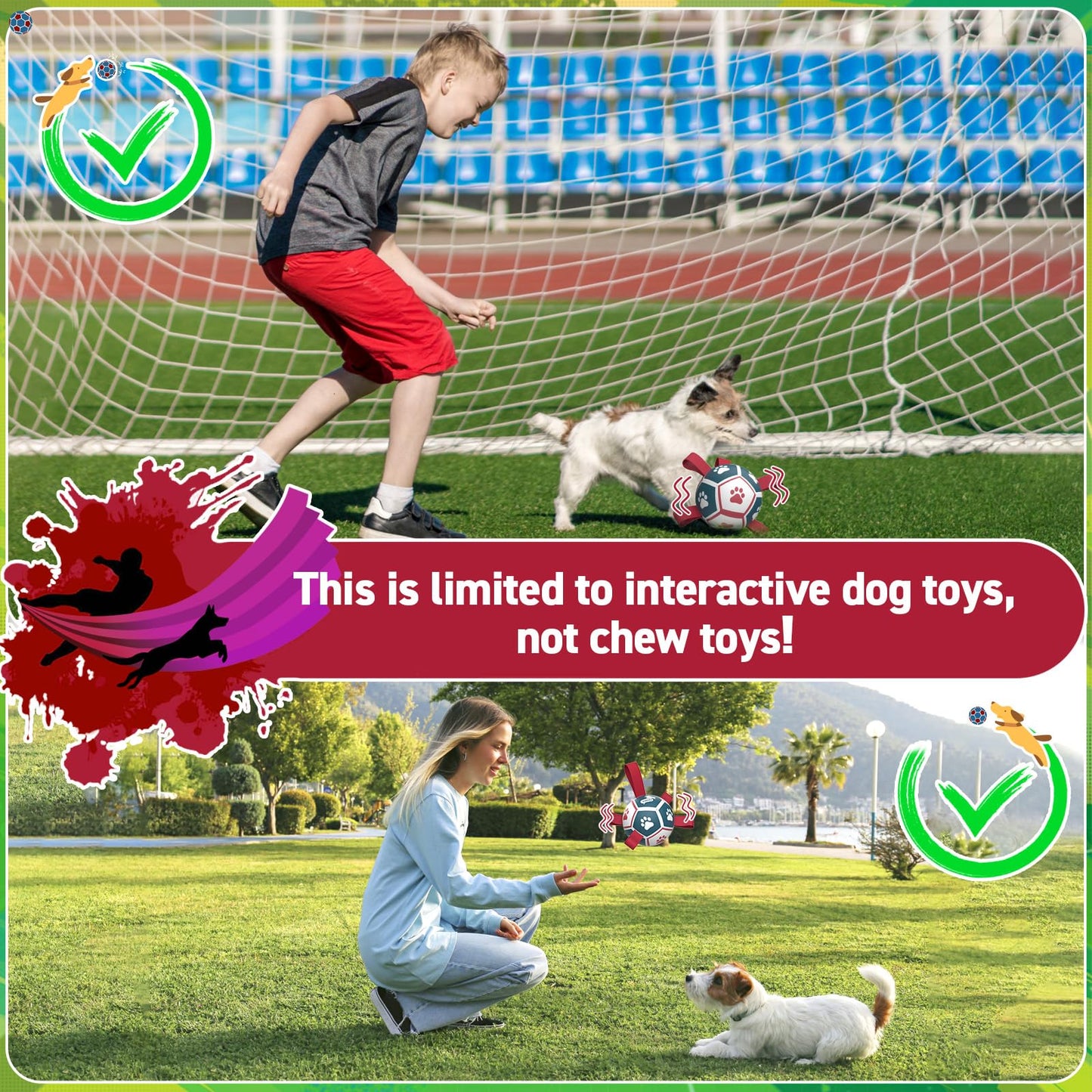 QDAN Dog Toys with Bell Inside, Durable Dog Balls for Tug of War Balls