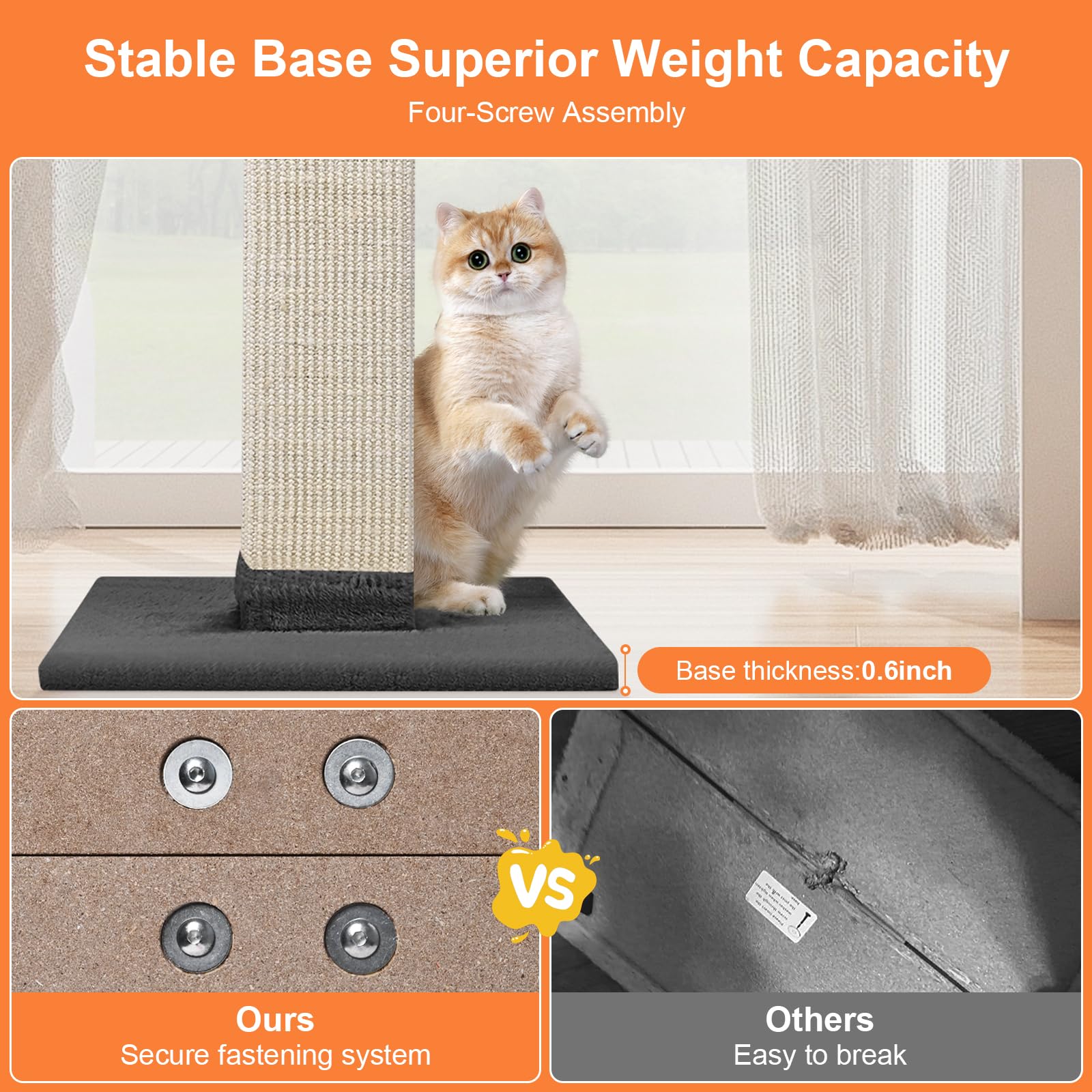 Cat Scratching Post Nature Sisal Scratch Post for Indoor Scratcher