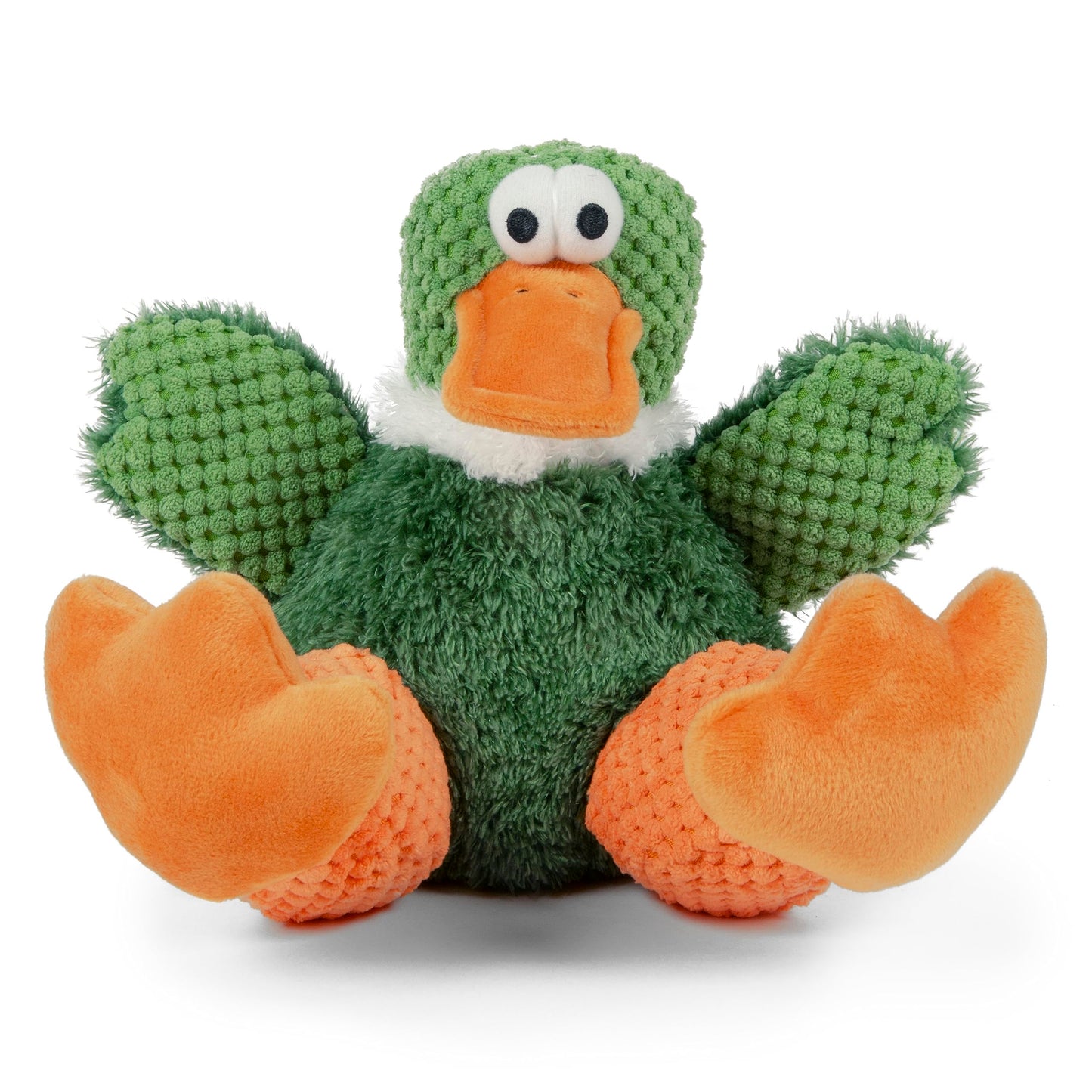 goDog Checkers Sitting Duck Squeaky Plush Dog Toy, Chew Guard Plush