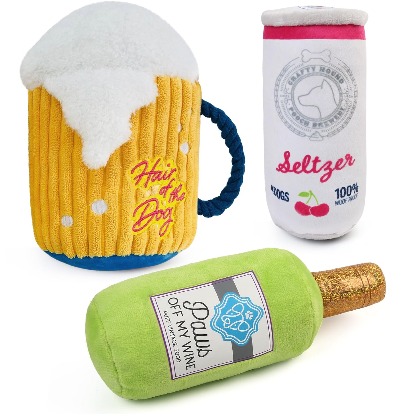 Prime Pets Dog Toys for Large Dogs, 3 Pack, Plush Squeaky Dog Toy