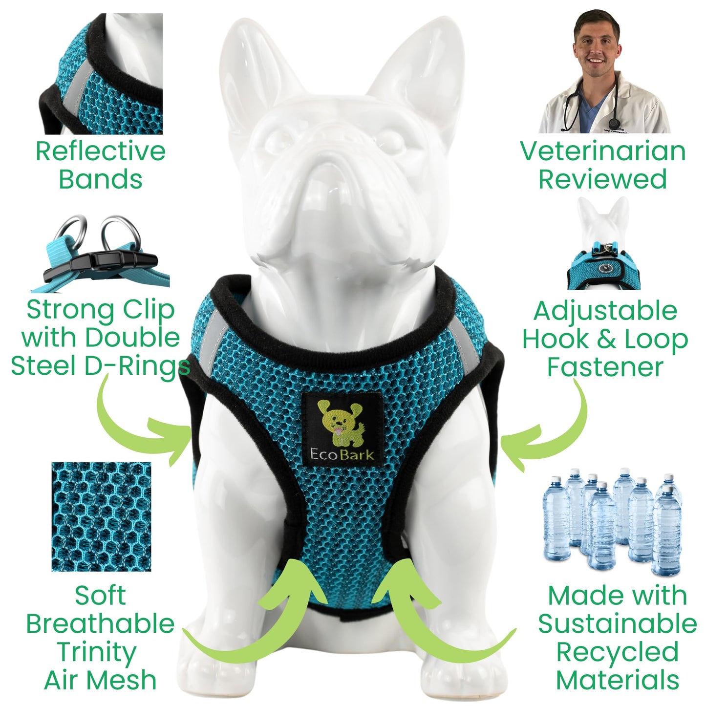 EcoBark Step in Dog Harness Soft Mesh Dog Vest Harnesses for Harness