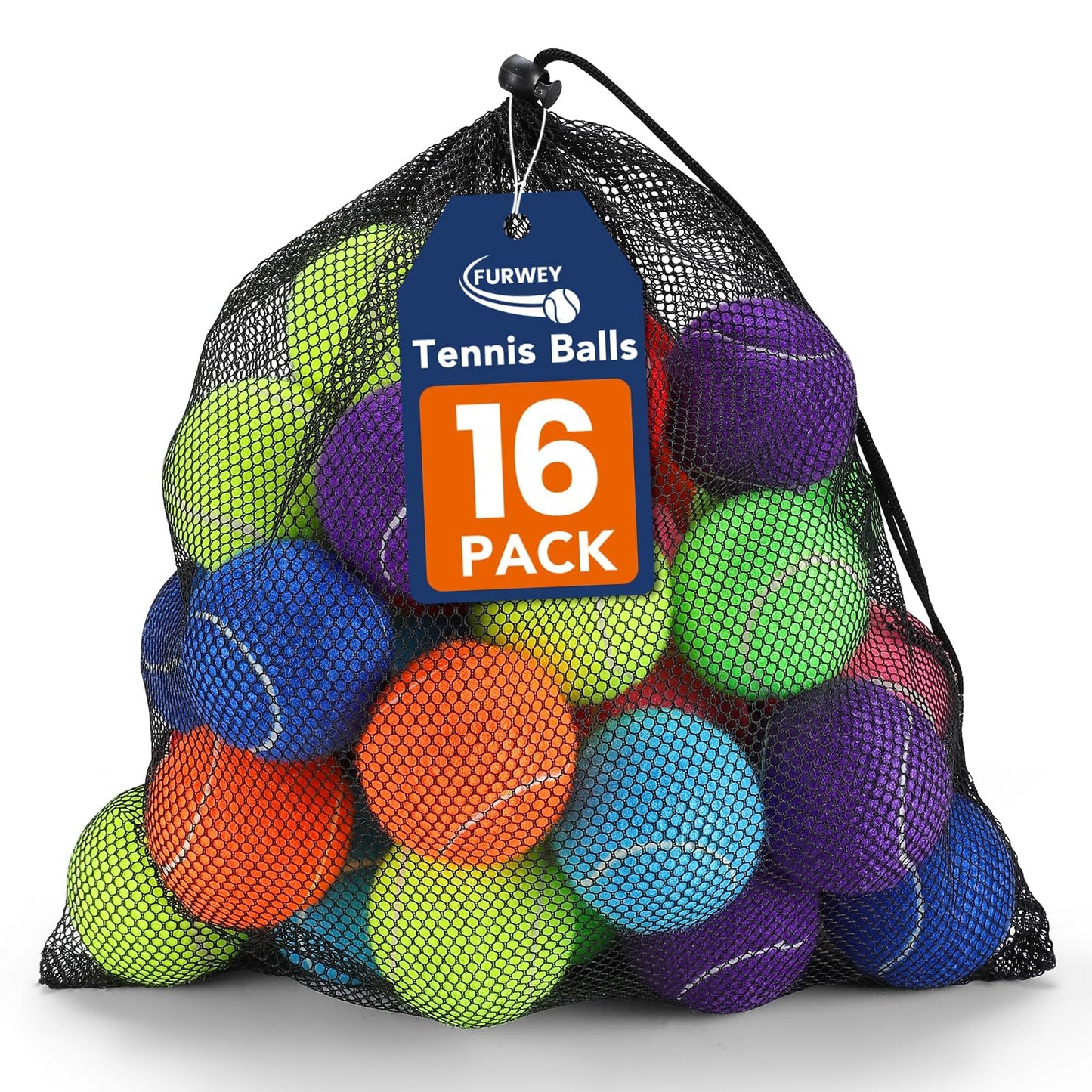 FURWEY Tennis Balls for Dogs 16 Pack,Durable and Non-Toxic Dog Toys