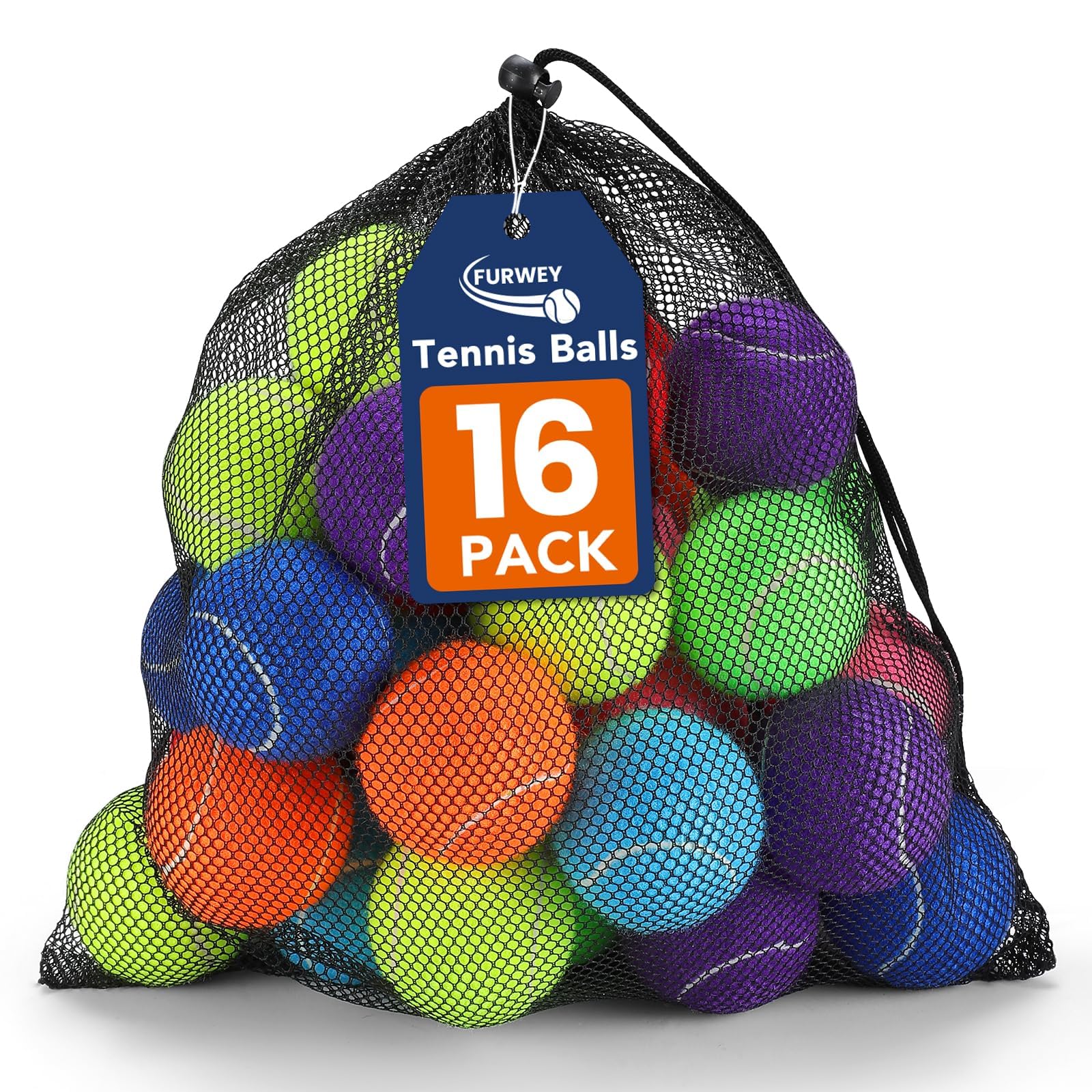 FURWEY Tennis Balls for Dogs 16 Pack,Durable and Non-Toxic Dog Toys