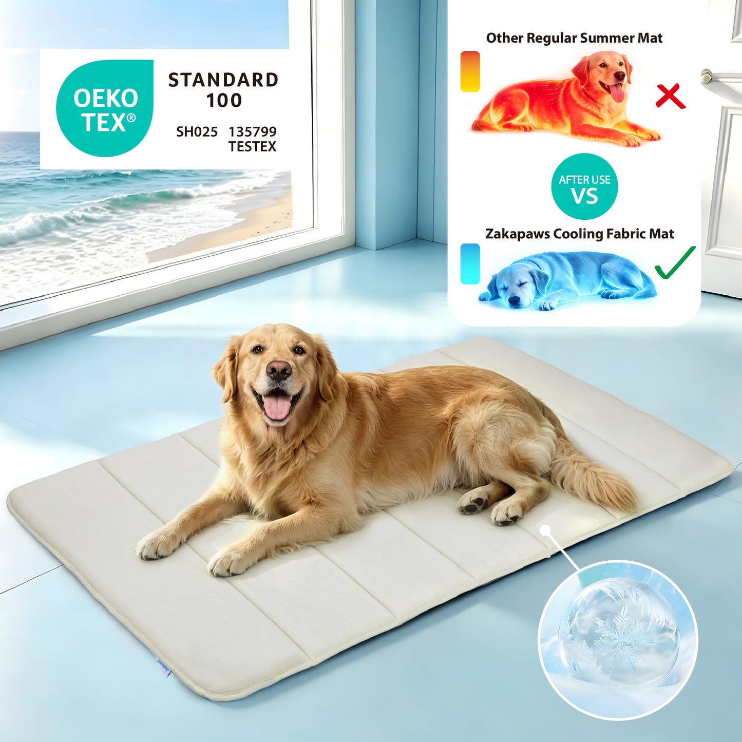 ZAKAPAWS Cooling Dog Mat Q-Max>0.5 Rapid Cooling Tech, Thin Crate