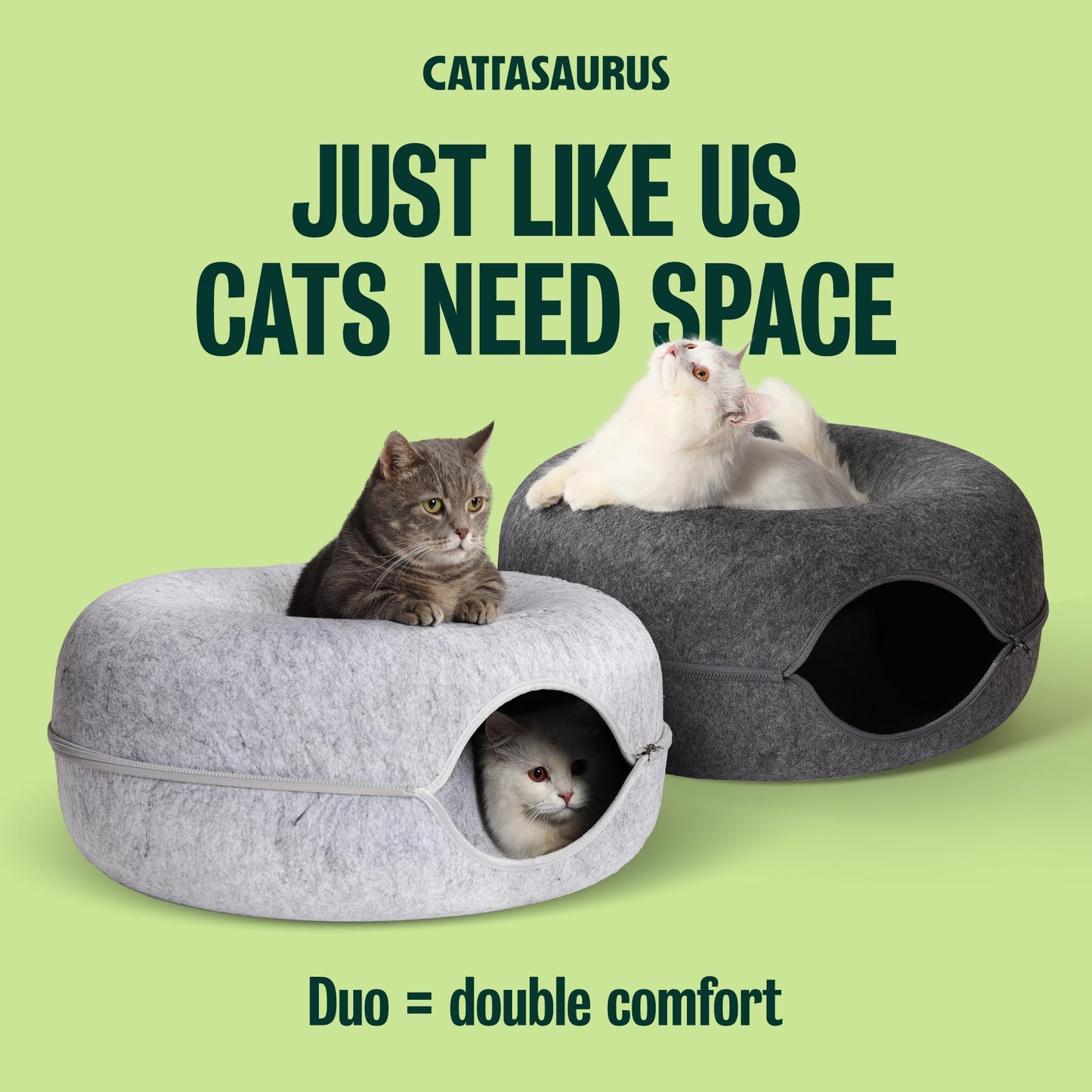 Cattasaurus Peekaboo Cat Cave Donut for Multiple Large Cats up to Bed