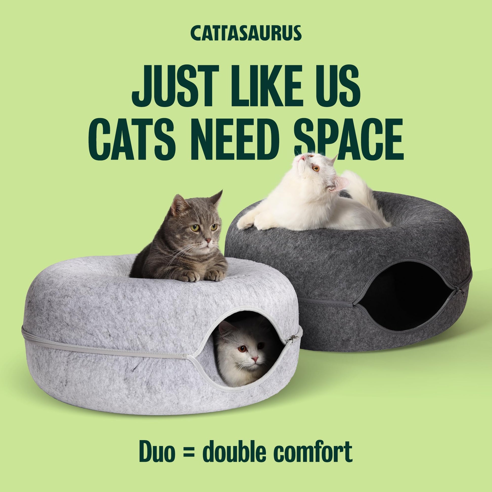 Cattasaurus Peekaboo Cat Cave Donut for Multiple Large Cats up to Bed