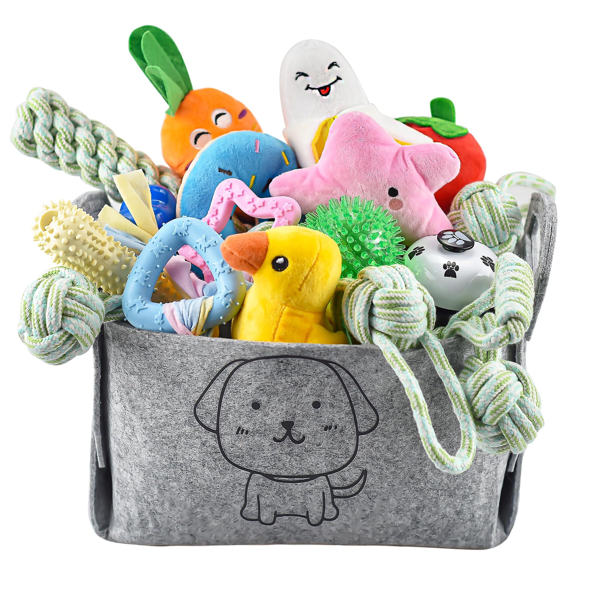 LECHONG 24 Pack Puppy Chew Toys, Dog Teething Toys with Storage Chew