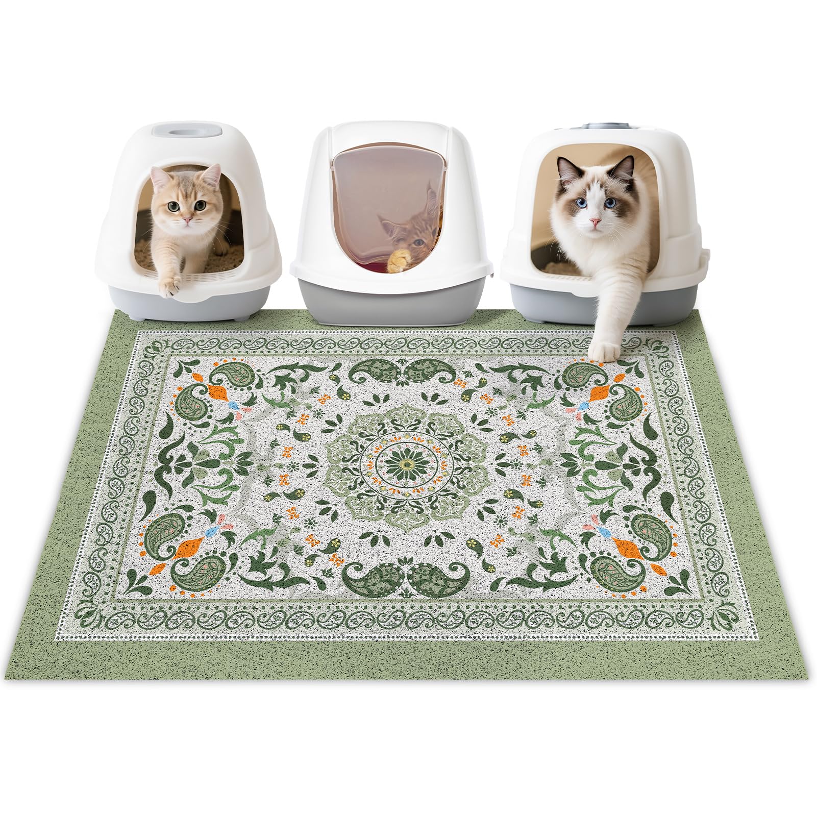 Unicorn Catcher Cat Litter Mat 40" x 30" Non-Slip Litter Box Mat