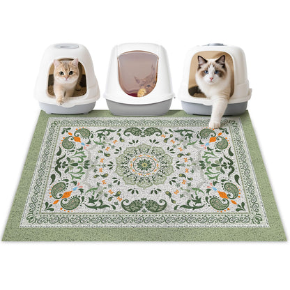 Unicorn Catcher Cat Litter Mat 40" x 30" Non-Slip Litter Box Mat