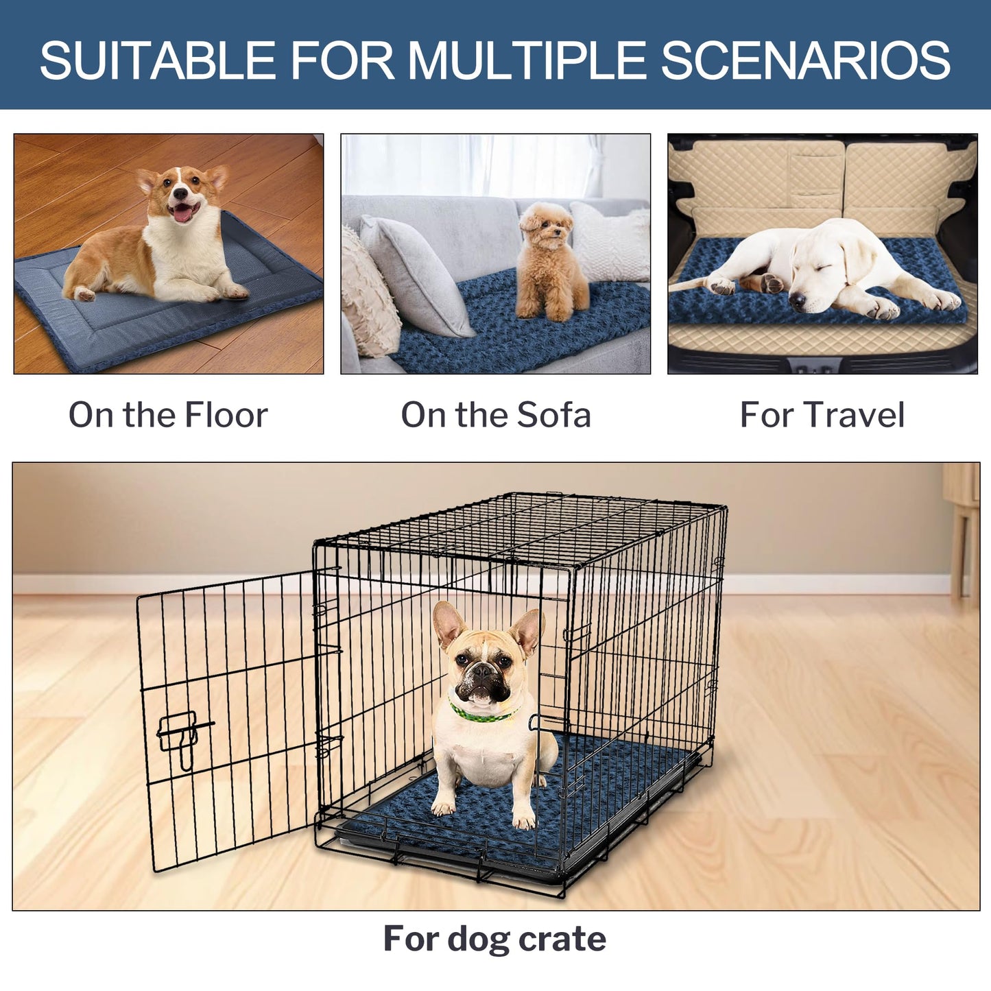 WITTOP Washable Dog Bed Plush Orthopedic Outdoor Crate Mat